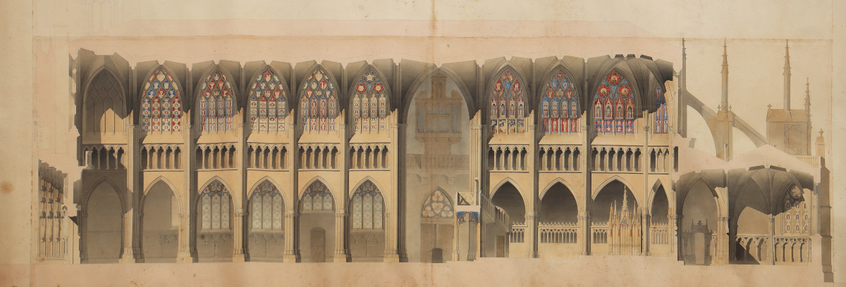 HIPPOLYTE DURAND : "RELEVE INTERIEUR ET ELEVATION DE NOTRE-DAME-DE L'EPINE"