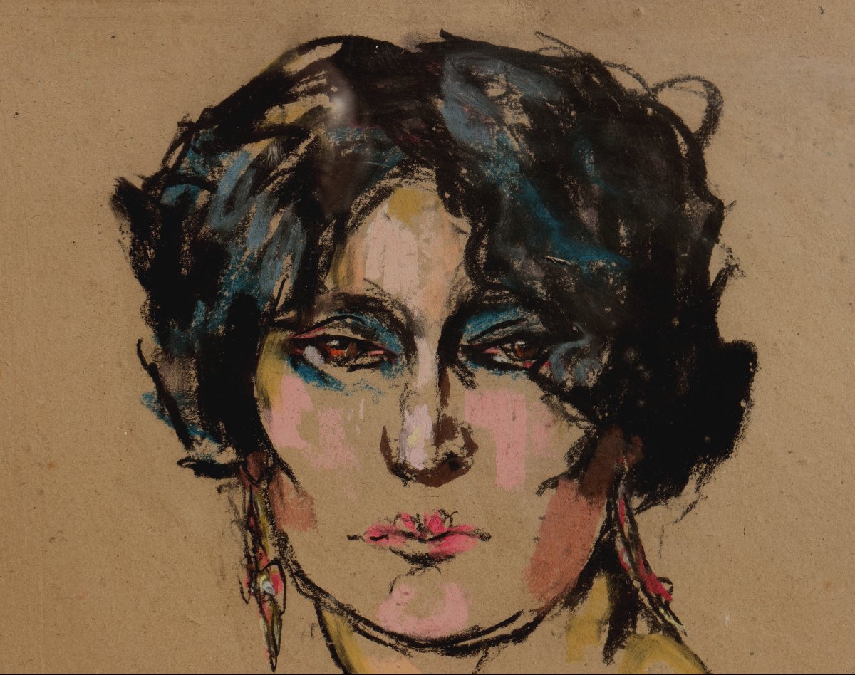 French School Circa 1920 : "the Made-up Woman"-photo-3