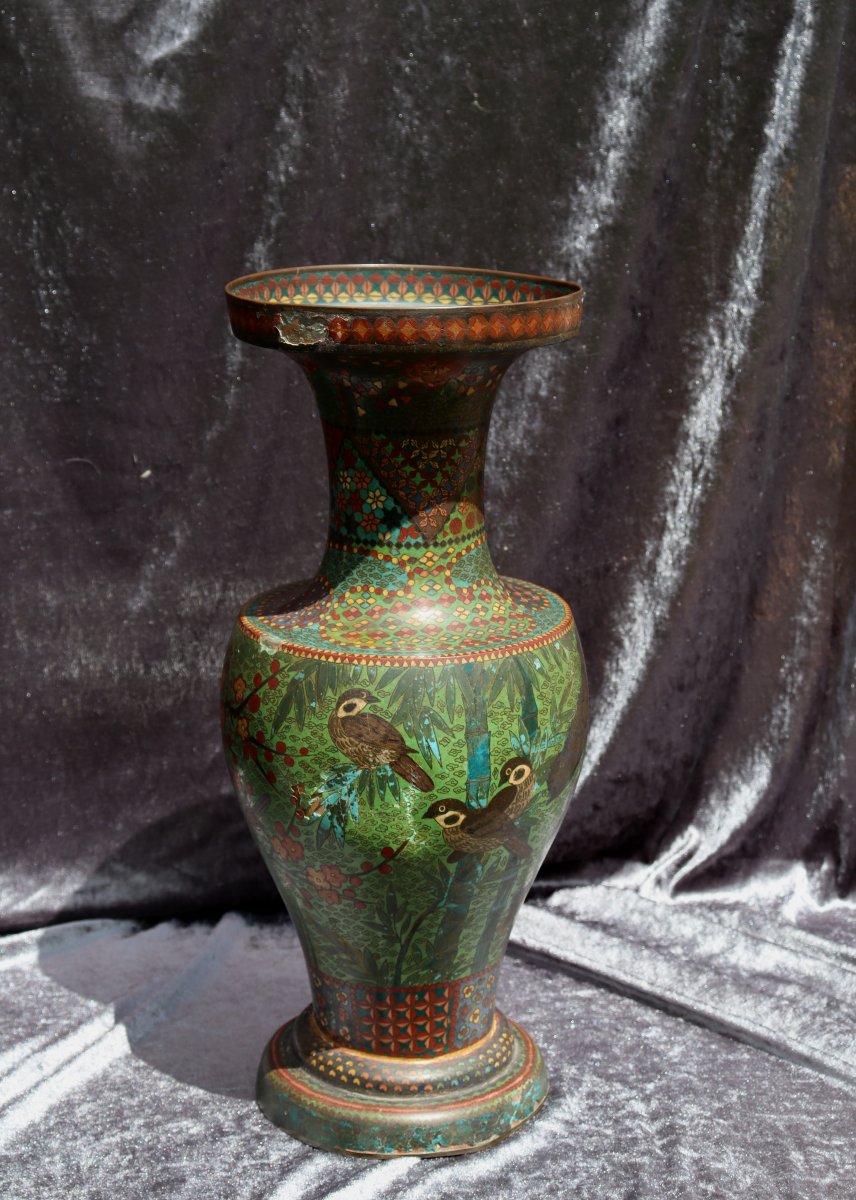 Japan XIXth : "spectacular Pair Of Cloisonne Enamel Vases"-photo-3