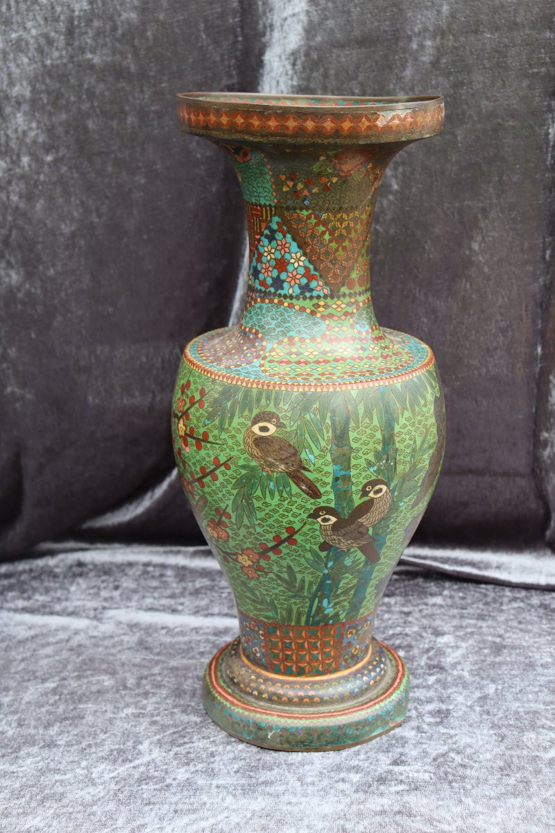 Japan XIXth : "spectacular Pair Of Cloisonne Enamel Vases"-photo-5