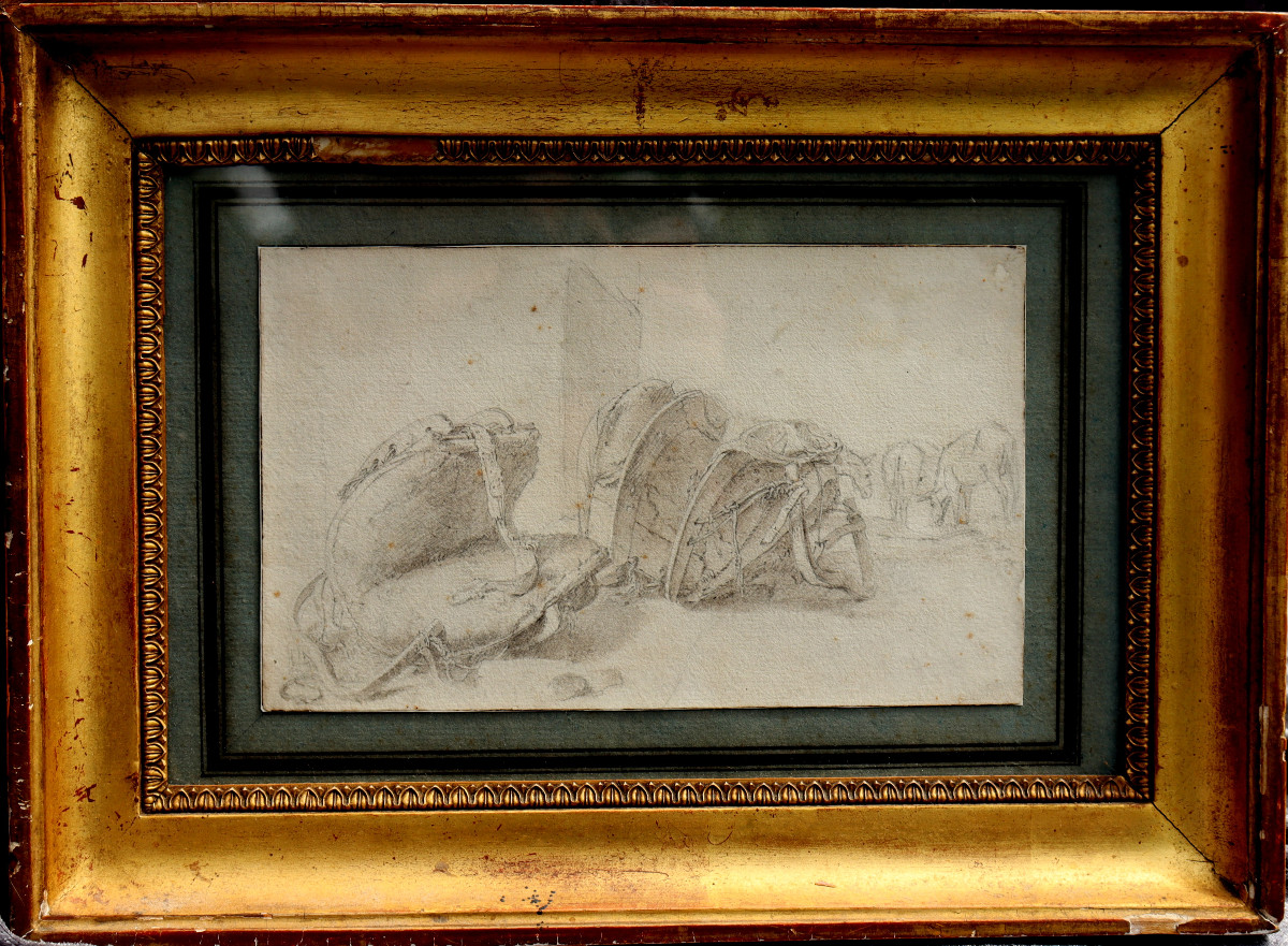 French School Circa 1830  : "the Donkeys' Pack Saddles"