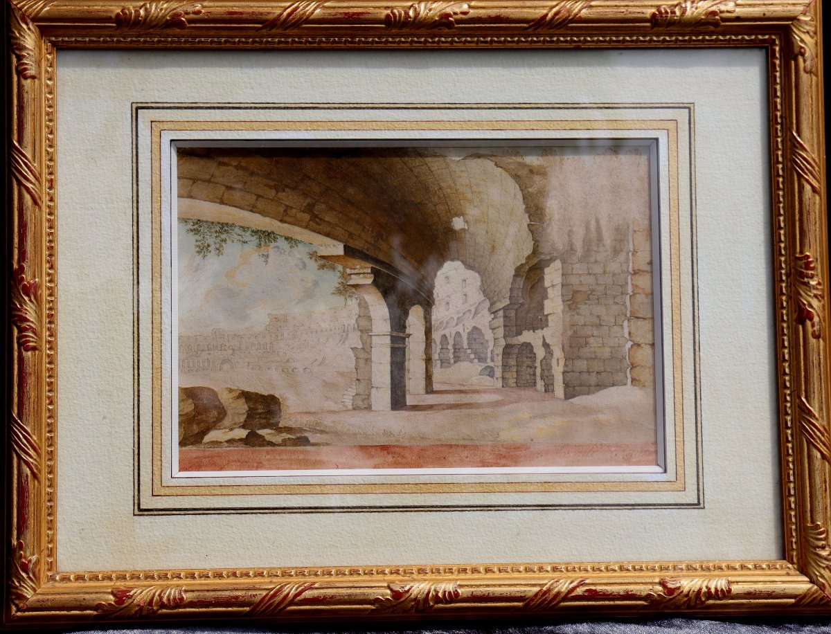 ECOLE FRANCAISE VERS 1820 : « INTERIEUR DU COLISEE »