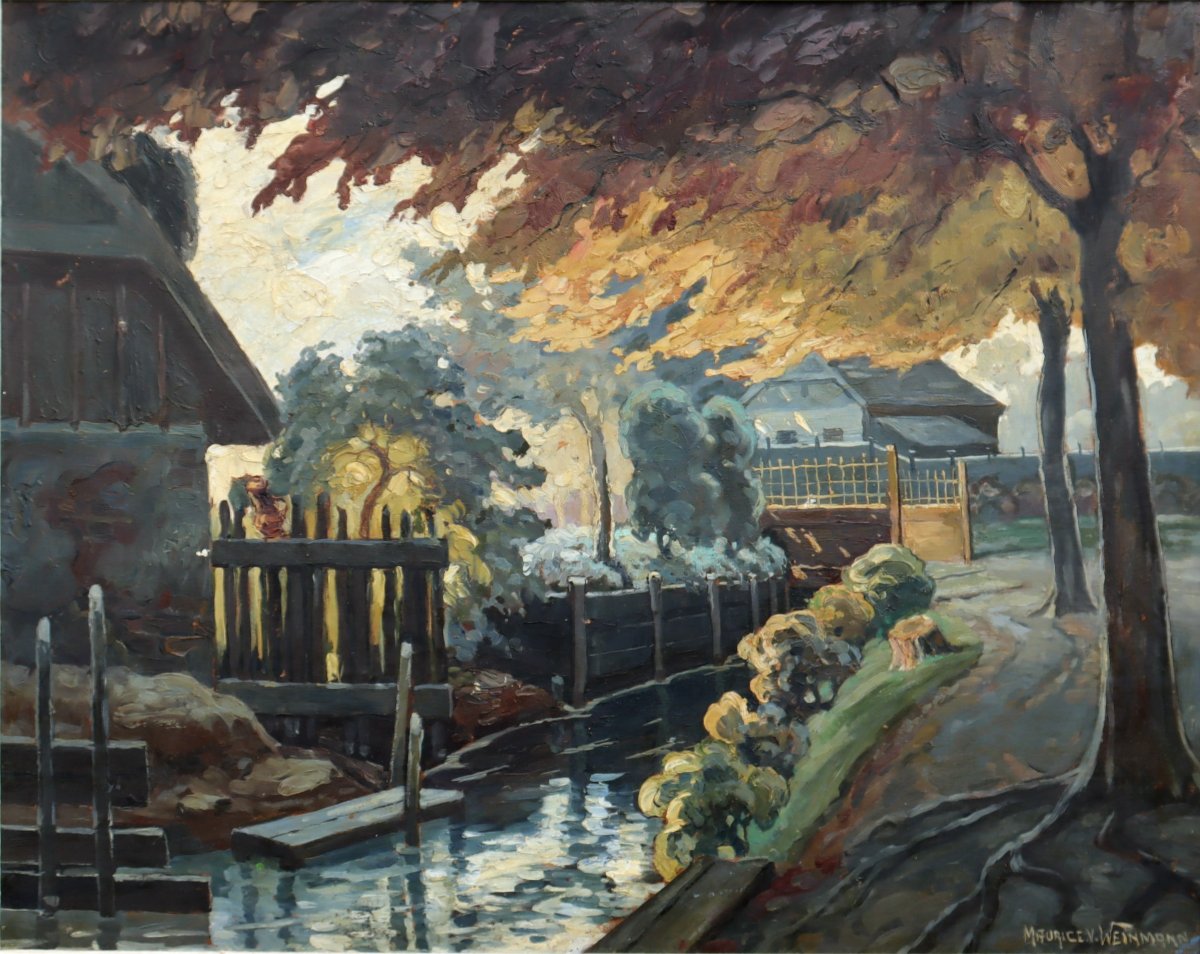 MAURICE VAGH WEINMANN : TRES GRAND TABLEAU "LE RUISSEAU" -photo-2