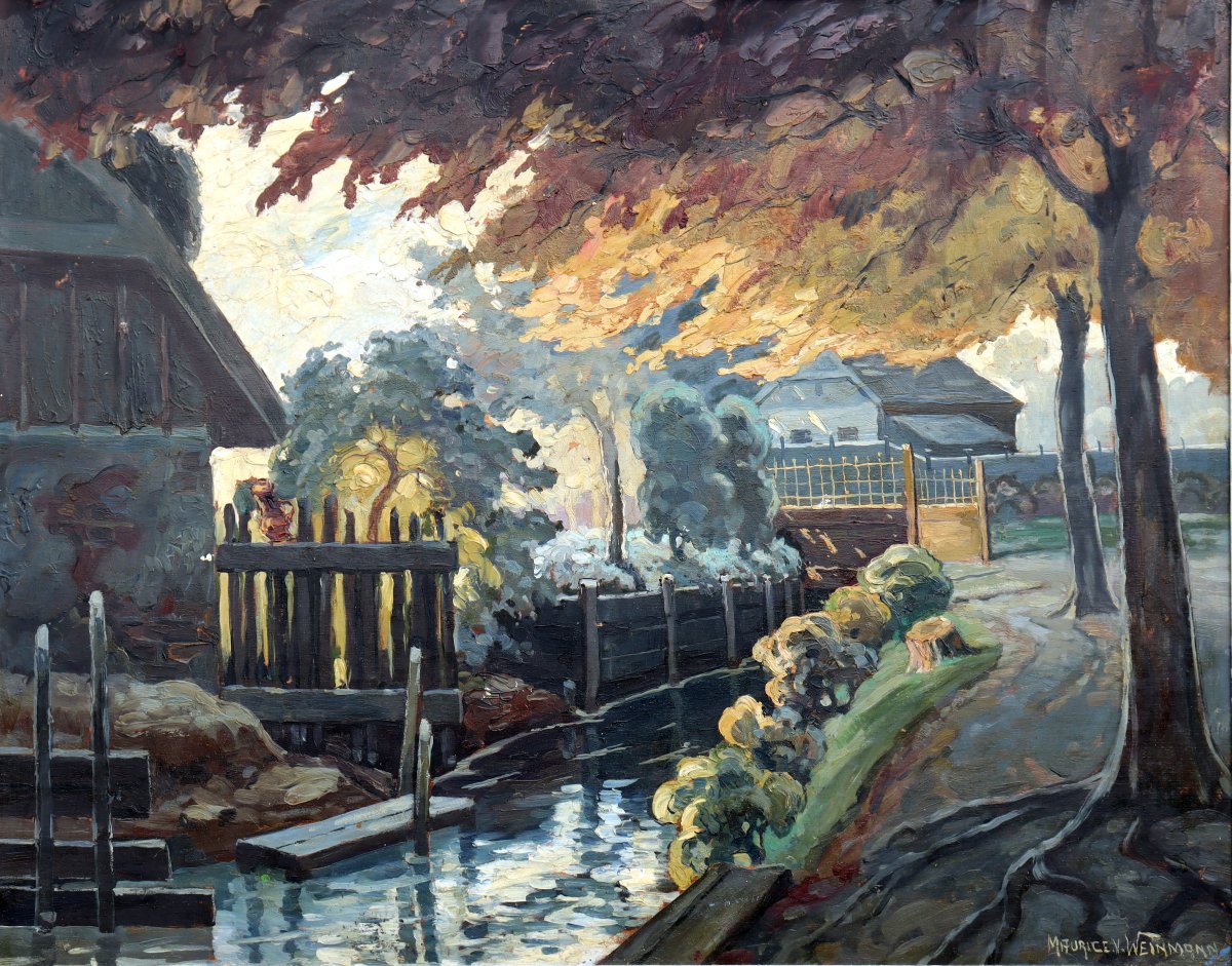 MAURICE VAGH WEINMANN : TRES GRAND TABLEAU "LE RUISSEAU" -photo-3