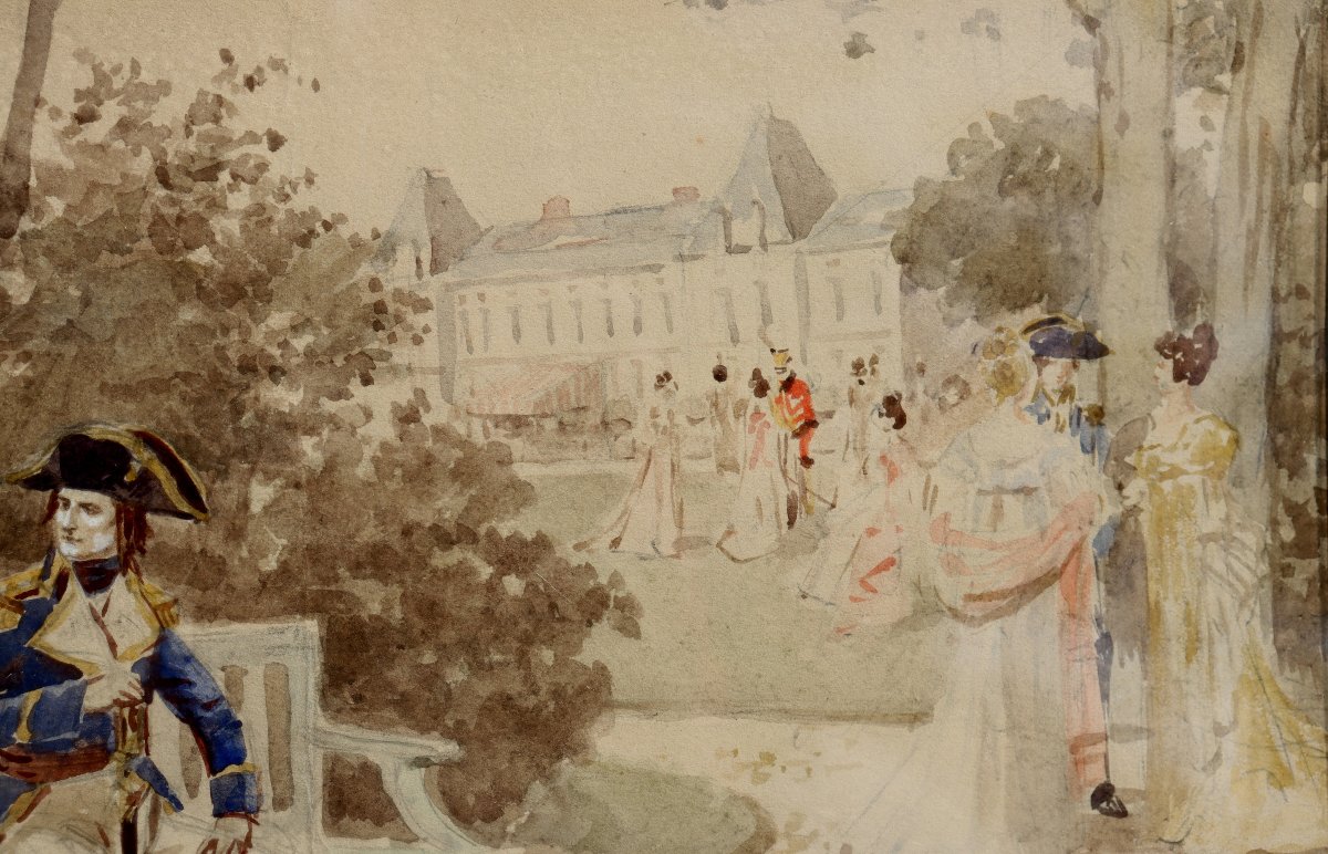ECOLE FRANCAISE FIN XIXe : « NAPOLEON ET JOSEPHINE A LA MALMAISON »-photo-4
