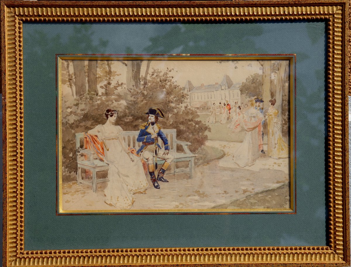 ECOLE FRANCAISE FIN XIXe : « NAPOLEON ET JOSEPHINE A LA MALMAISON »