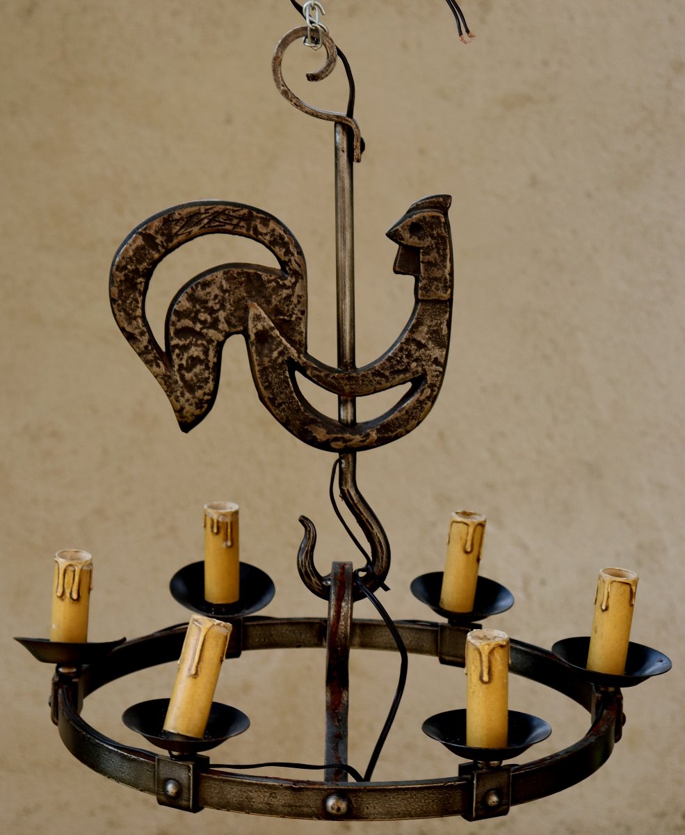 FRANCE CIRCA 1950 : « LUSTRE AU COQ » -photo-2