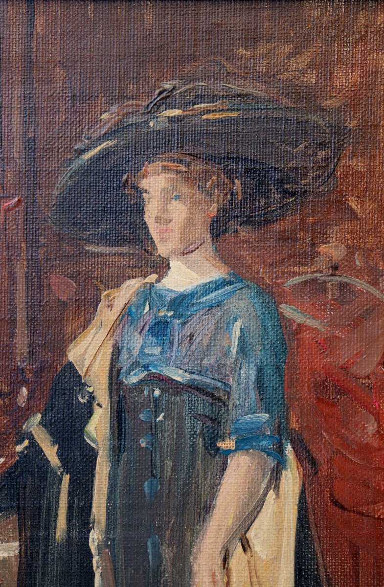EMILE BERCHMANS : "DAME AU GRAND CHAPEAU"-photo-1