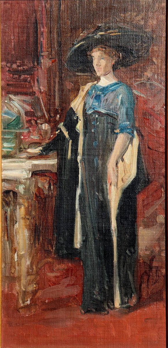 EMILE BERCHMANS : "DAME AU GRAND CHAPEAU"