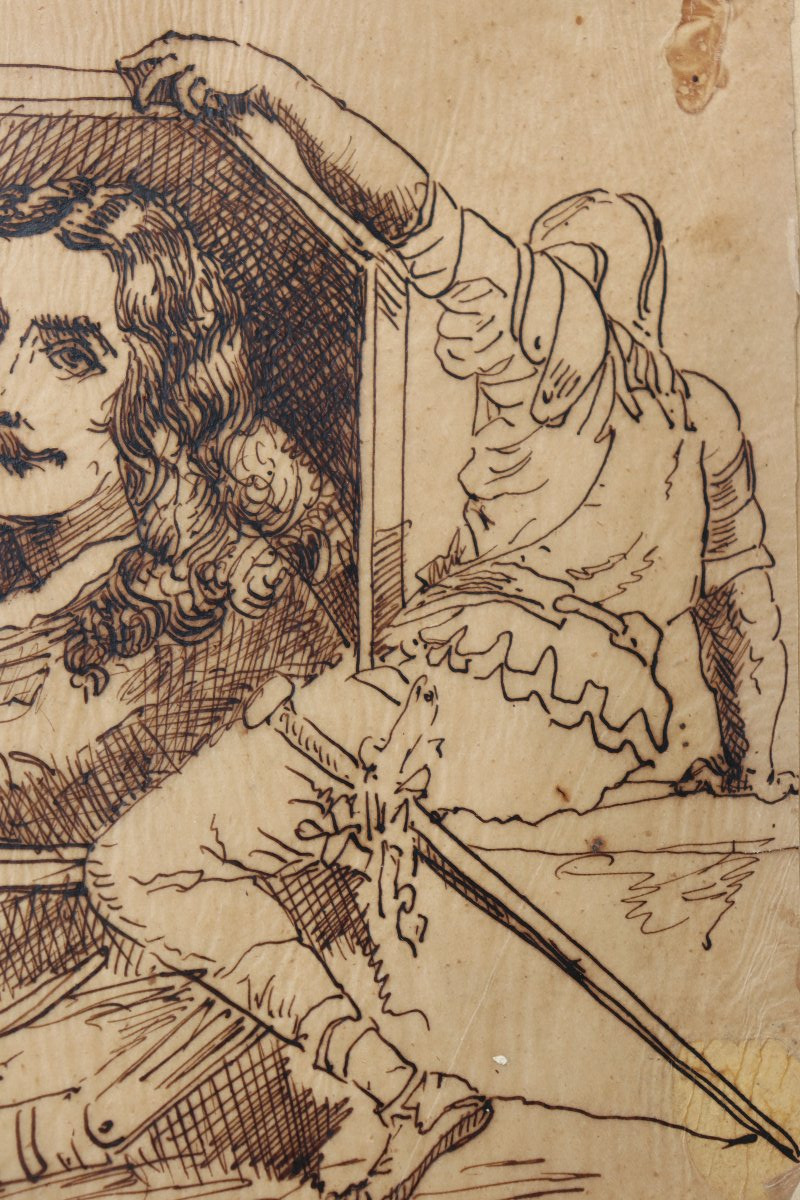 ITALIE XIXe : « FRONTISPICE A L’AUTOPORTRAIT DE SALVATOR ROSA »-photo-3
