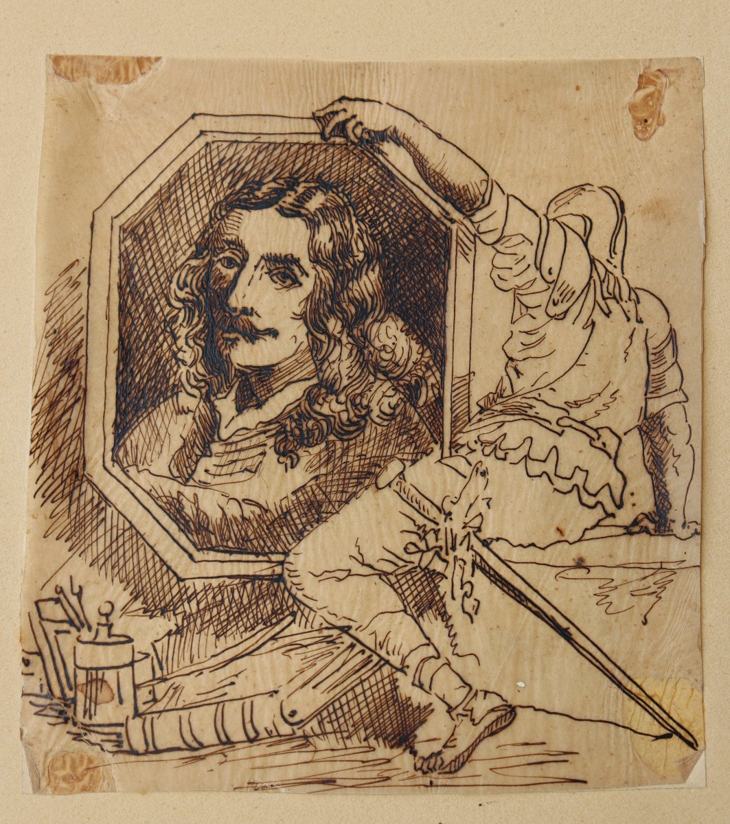 ITALIE XIXe : « FRONTISPICE A L’AUTOPORTRAIT DE SALVATOR ROSA »