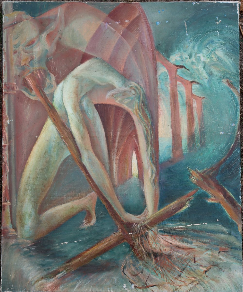 French School, Circa 1970 : “surrealist Composition”