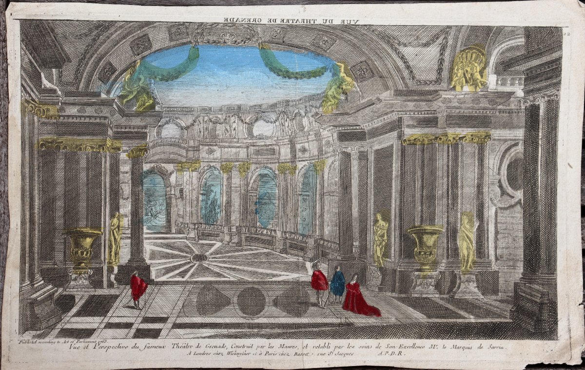 VUE D’OPTIQUE XVIIIe III/VI : « LE THEÂTRE DE GRENADE »