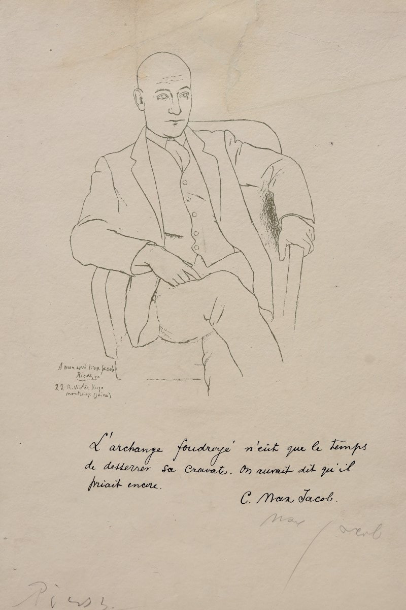 PABLO PICASSO : « MAX JACOB AU FAUTEUIL »-photo-2