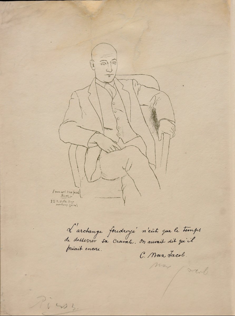 PABLO PICASSO : « MAX JACOB AU FAUTEUIL »-photo-3