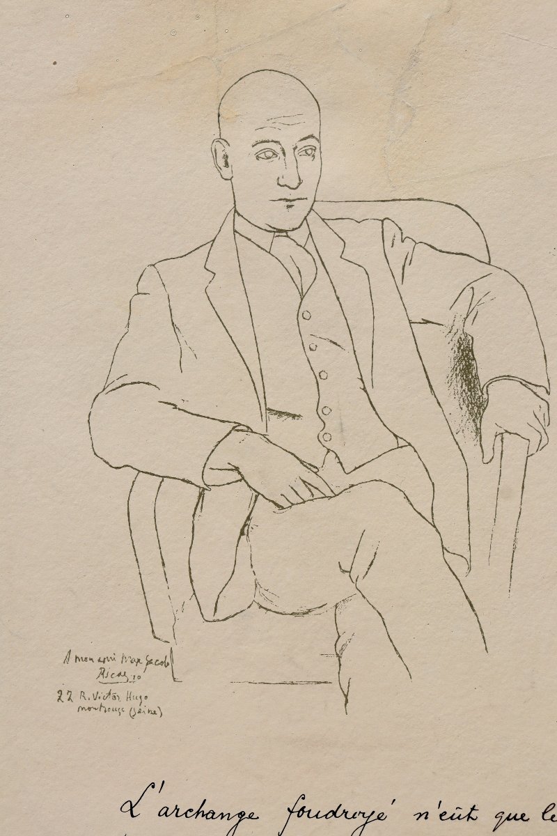 PABLO PICASSO : « MAX JACOB AU FAUTEUIL »-photo-2