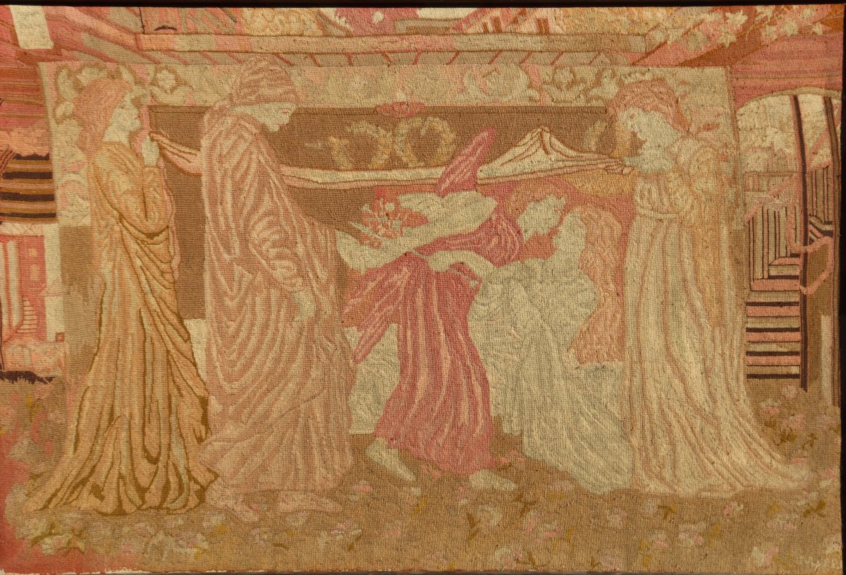 GRANDE TAPISSERIE PRE-RAPHAELITE : "LE RÊVE DE DANTE" -photo-2