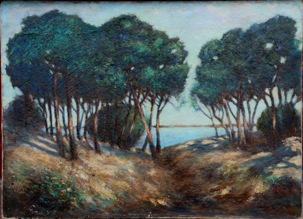 Elie Henri Dumont : "by A Pond In The Landes" 