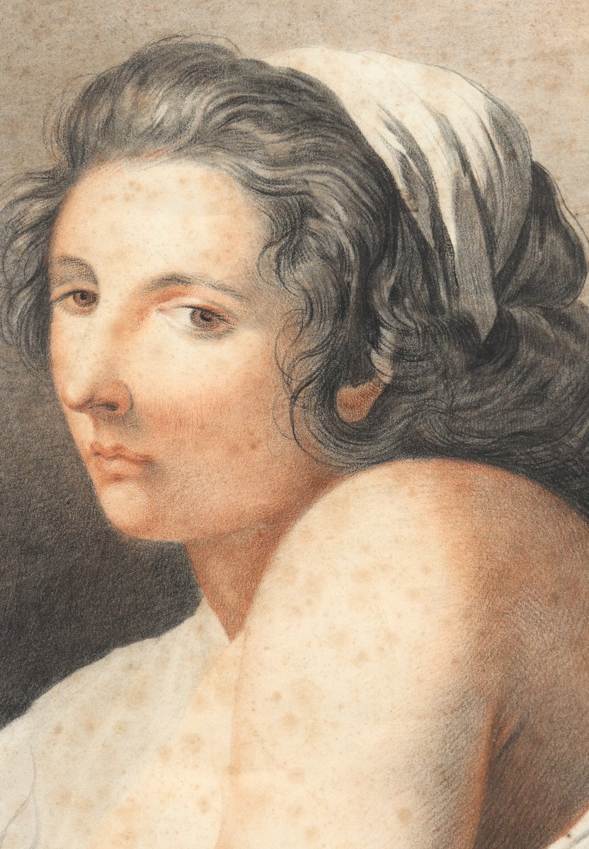Early 19th-century French School, After Vincent : “portrait With Three Pencils”-photo-2