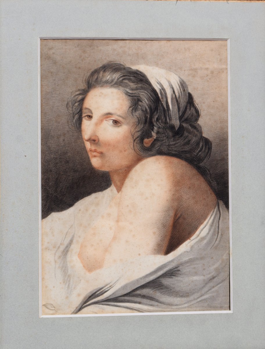 Early 19th-century French School, After Vincent : “portrait With Three Pencils”-photo-1
