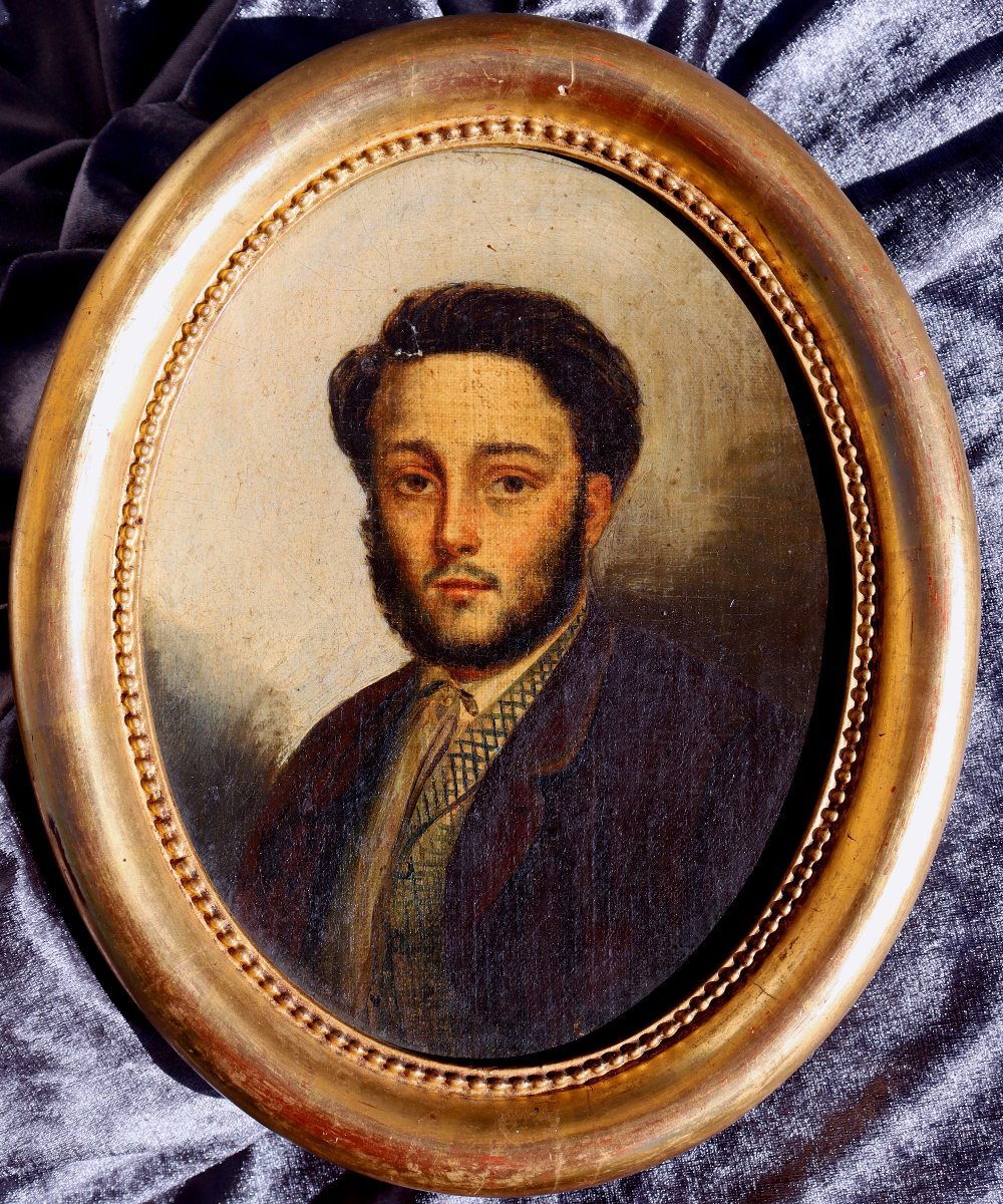 ECOLE FRANCAISE VERS 1850 : « JEUNE HOMME BARBU »