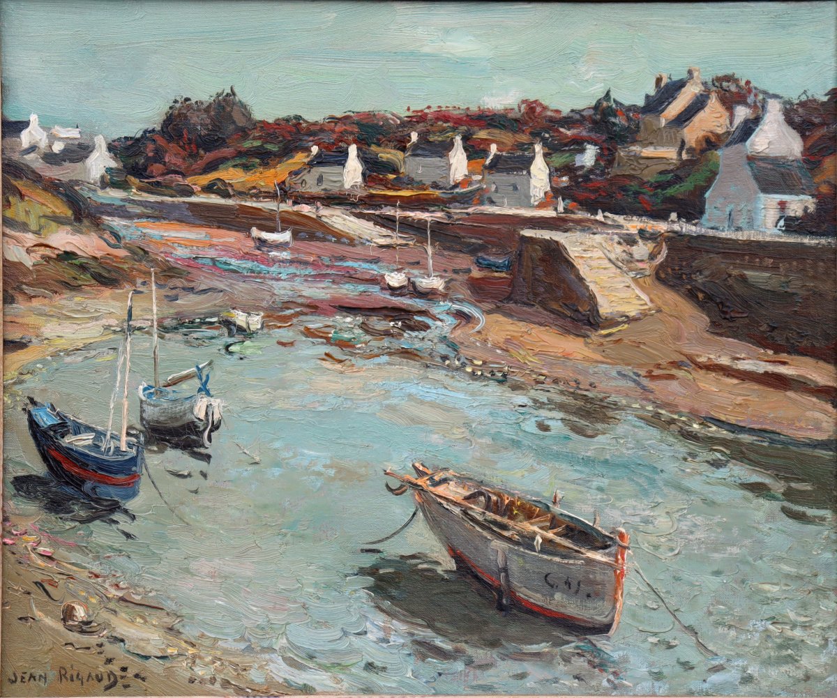 Jean Rigaud : "doëlan, (finistère), The Harbor At Low Tide" -photo-2