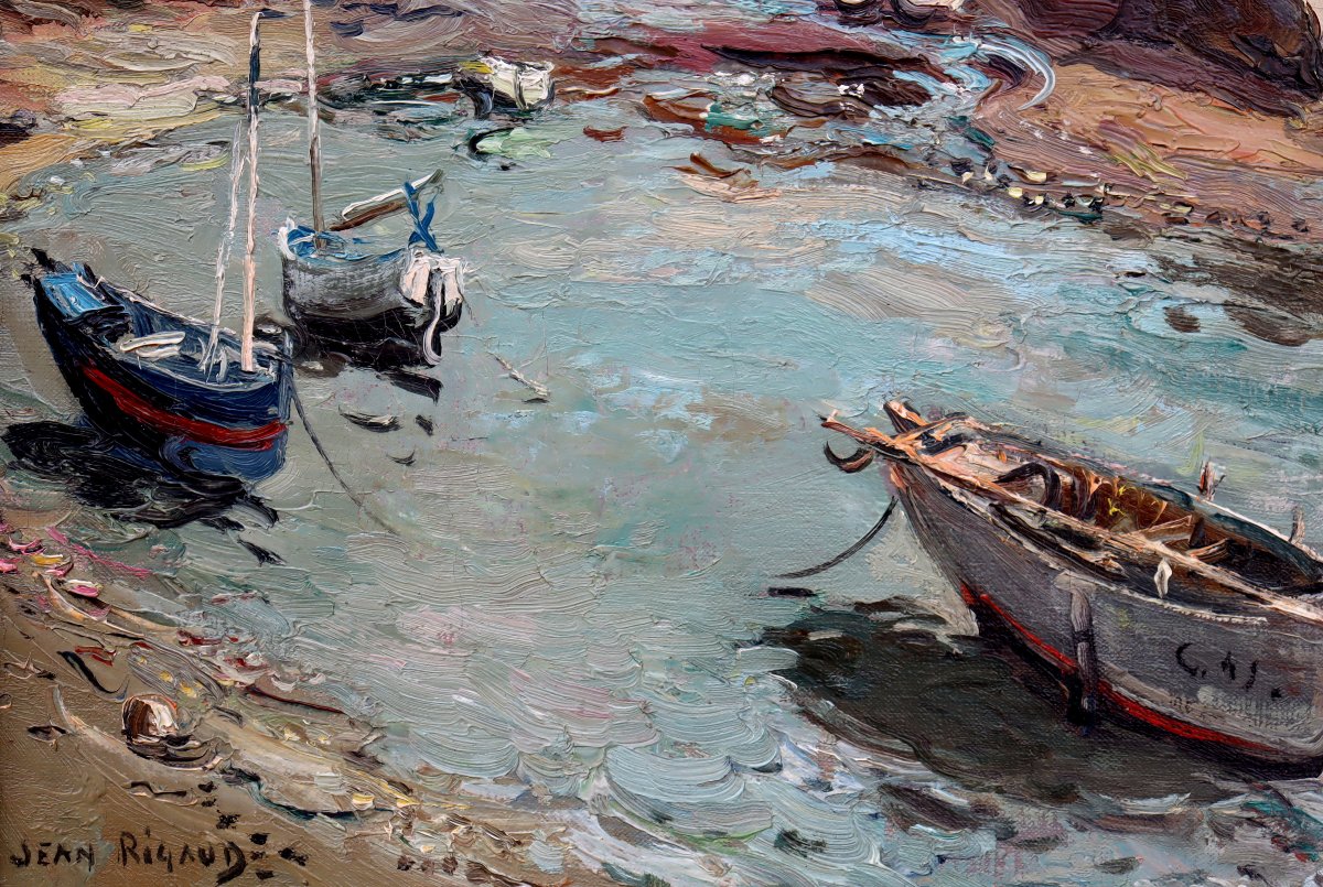 Jean Rigaud : "doëlan, (finistère), The Harbor At Low Tide" -photo-3