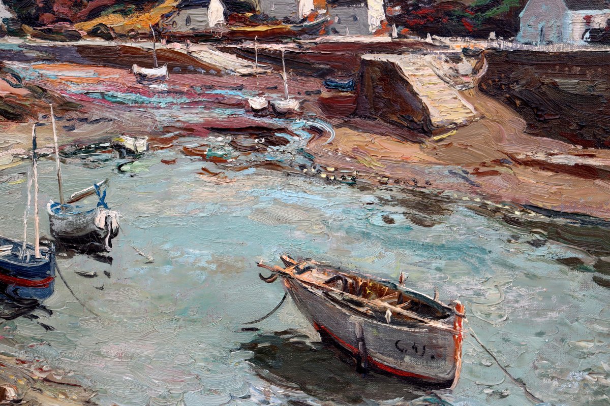 Jean Rigaud : "doëlan, (finistère), The Harbor At Low Tide" -photo-1
