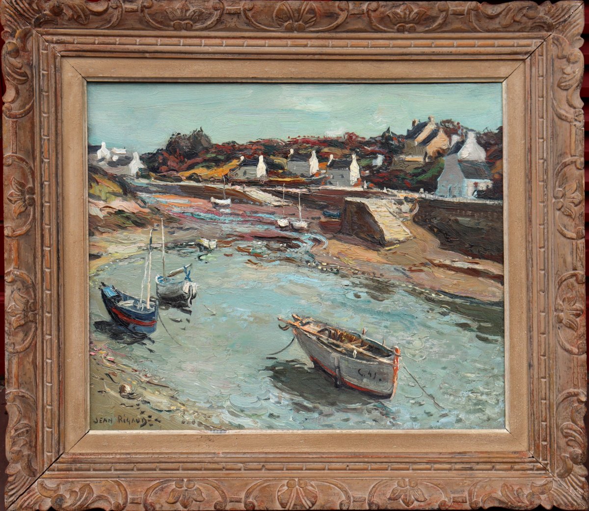 Jean Rigaud : "doëlan, (finistère), The Harbor At Low Tide" 