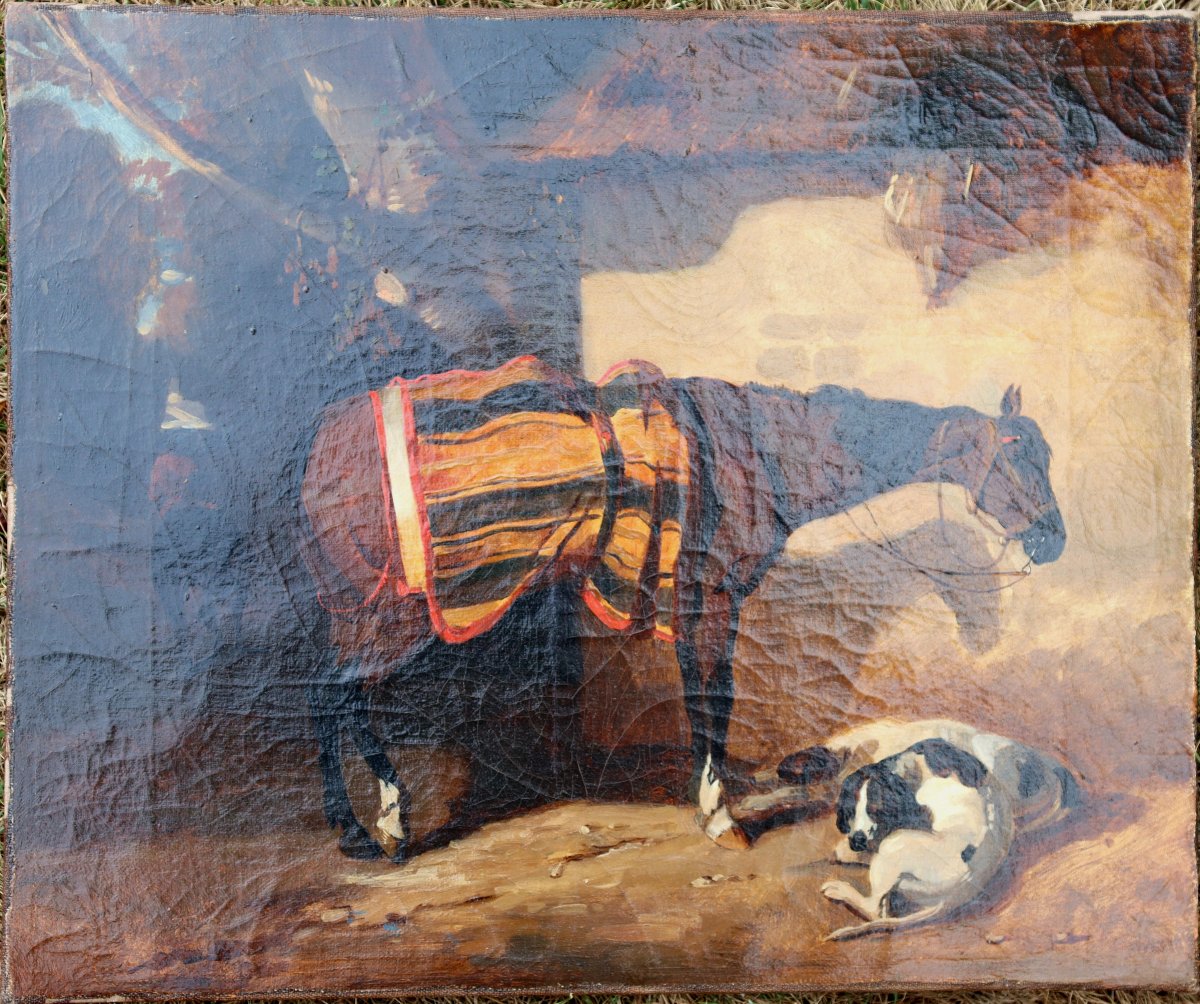 A. G. Decamps (attributed To) : "horse And Dogs At Rest"-photo-3