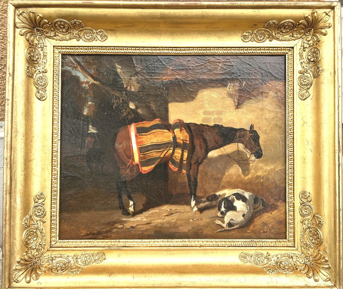 A. G. Decamps (attributed To) : "horse And Dogs At Rest"