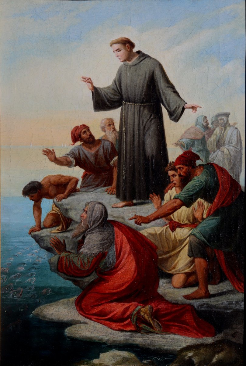 MARCELLO SOZZI OU OVERBECK : "LE PRÊCHE DE SAINT ANTOINE AUX POISSONS" -photo-2