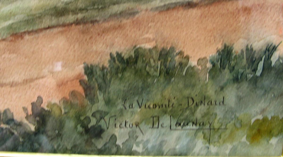 VICTOR DELAUNAY : GRANDE AQUARELLE "LA VICONTE A DINARD"-photo-4