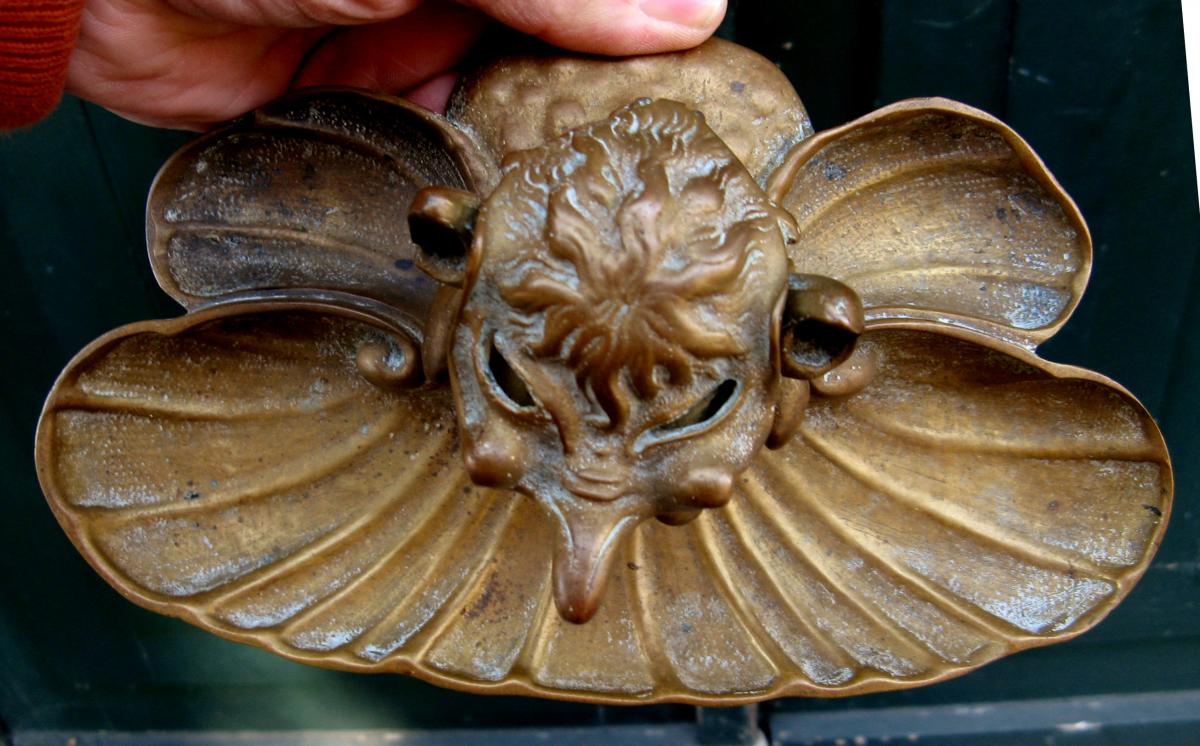 ENCRIER EN BRONZE DECOR DE GROTESQUE-photo-3