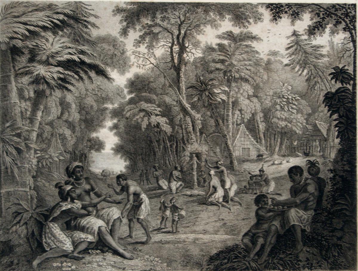 GRANDE ESTAMPE "LE CULTE DES NEGRES" CIRCA 1800-photo-2