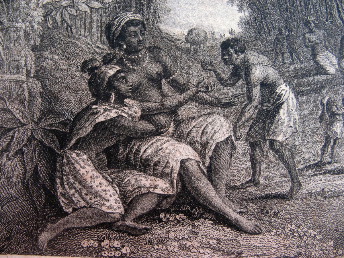 GRANDE ESTAMPE "LE CULTE DES NEGRES" CIRCA 1800-photo-4