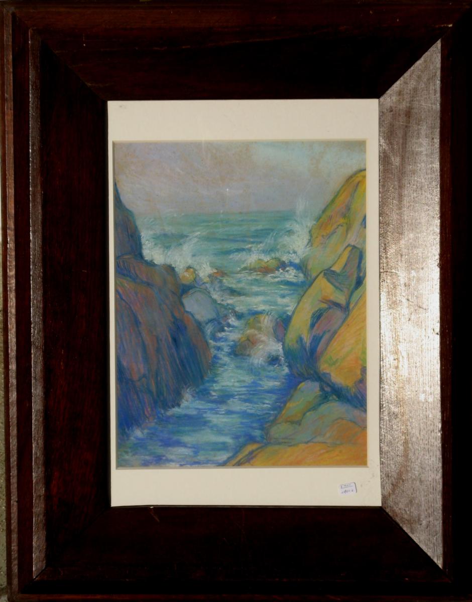 HENRY PRITE : PASTEL "CRIQUE BRETONNE"-photo-2