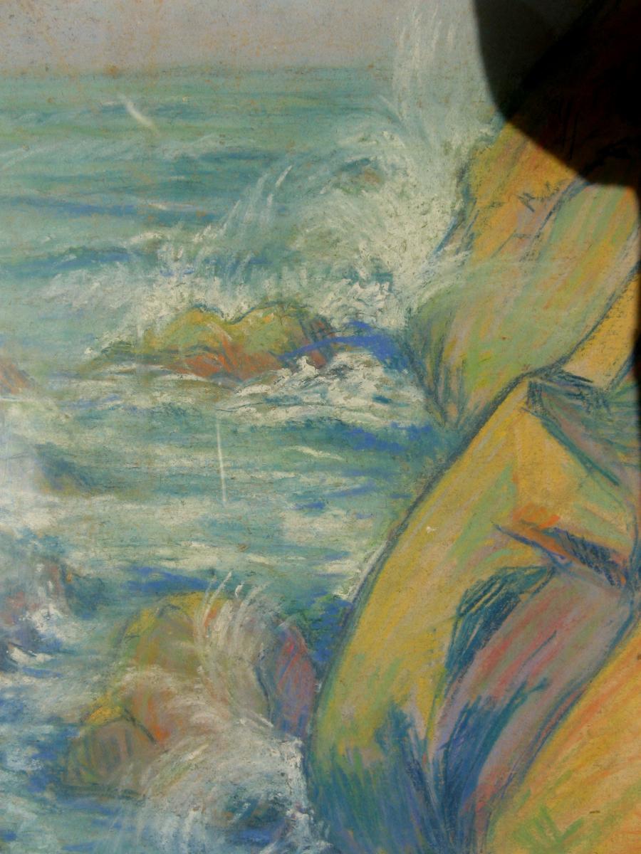 HENRY PRITE : PASTEL "CRIQUE BRETONNE"-photo-3