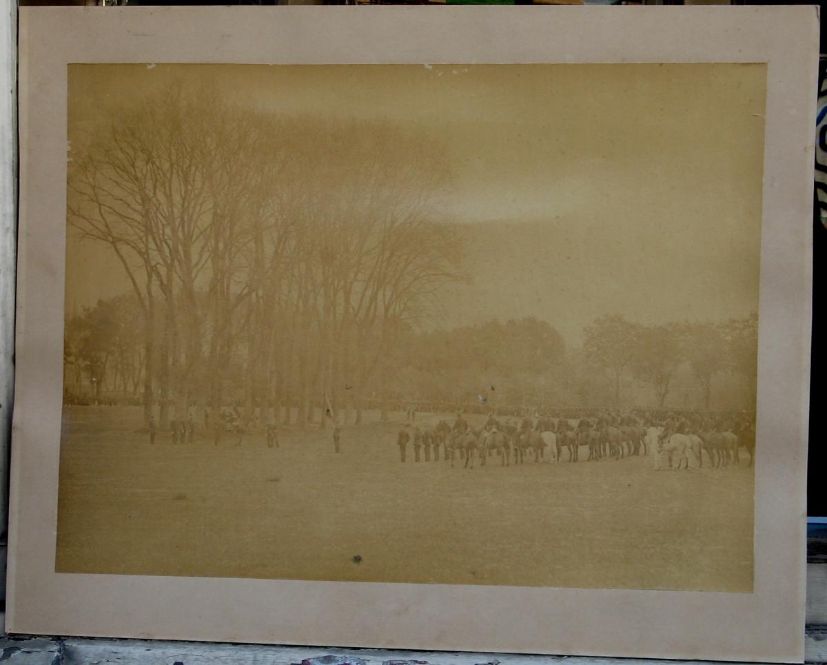 TRES GRANDE PHOTOGRAPHIE 1850 : "CEREMONIE MILITAIRE""-photo-2