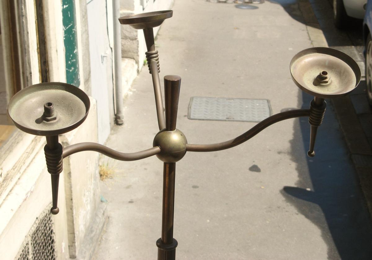 RARE LAMPADAIRE 1930 EN BRONZE-photo-3