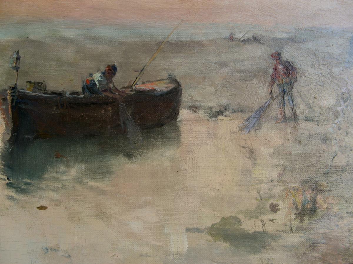 G. Ramos : "fishermen Towing A Net To The Twilight"-photo-2