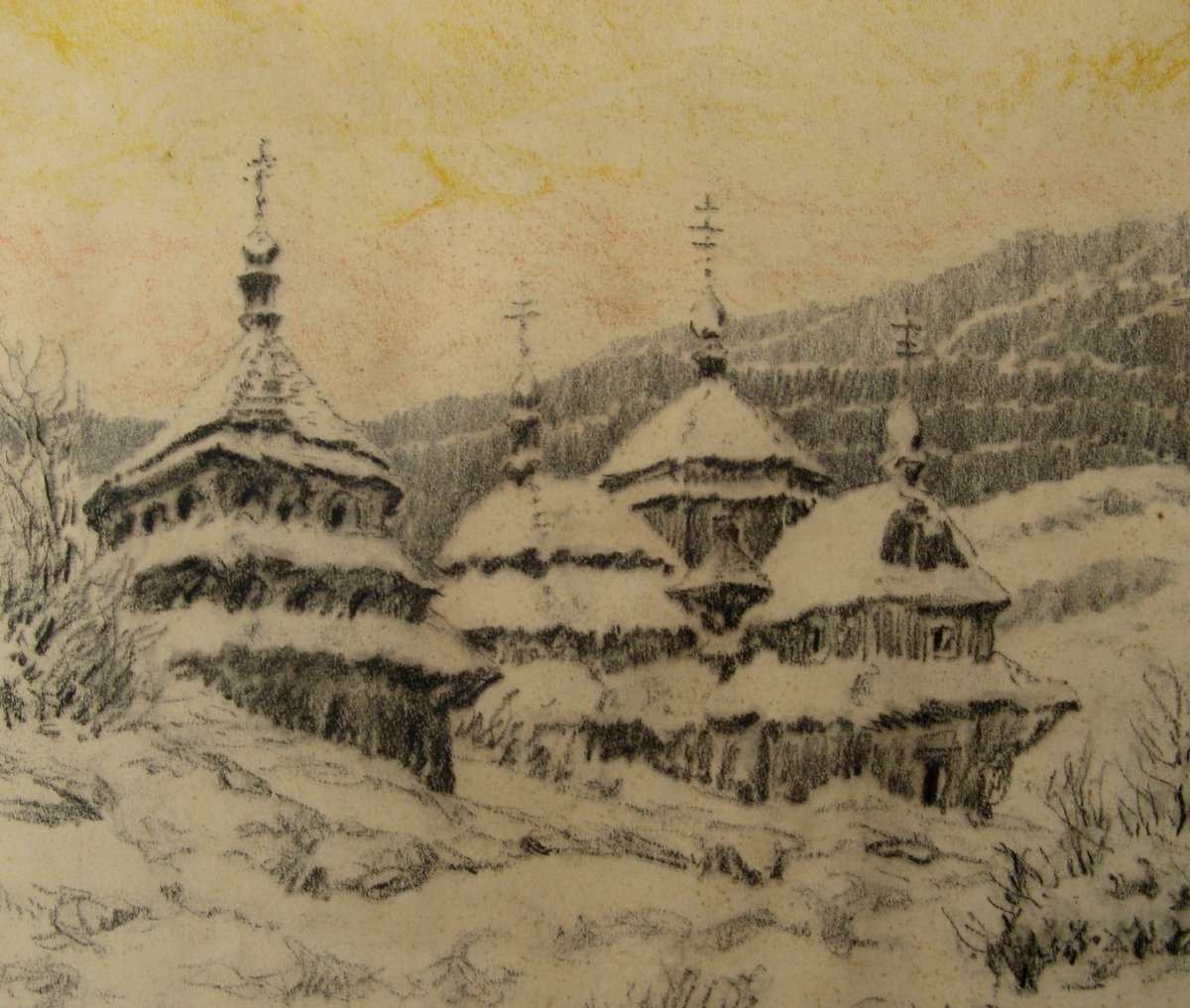 Drawing : "russian Church Under Snow" 1930-photo-2
