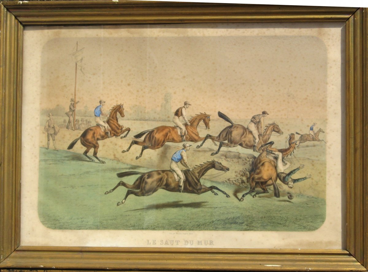 Victor Adam: Pair Of Large "horse Racing" Lithographs-photo-2