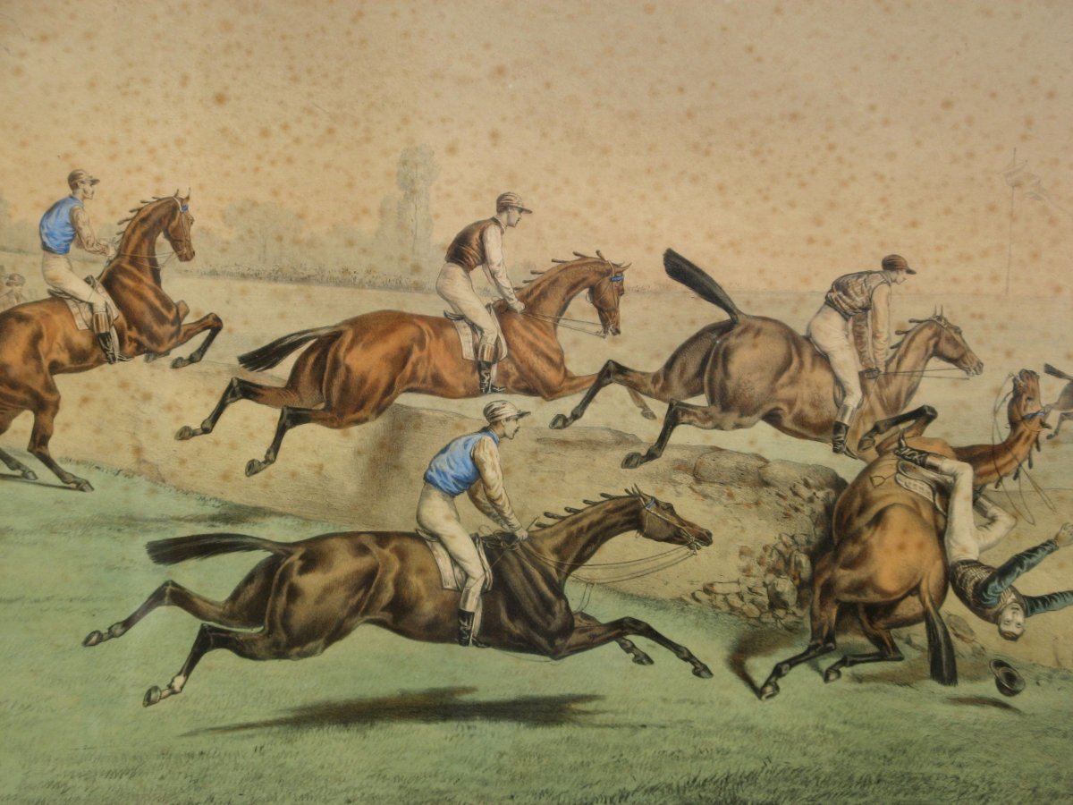 Victor Adam: Pair Of Large "horse Racing" Lithographs-photo-4