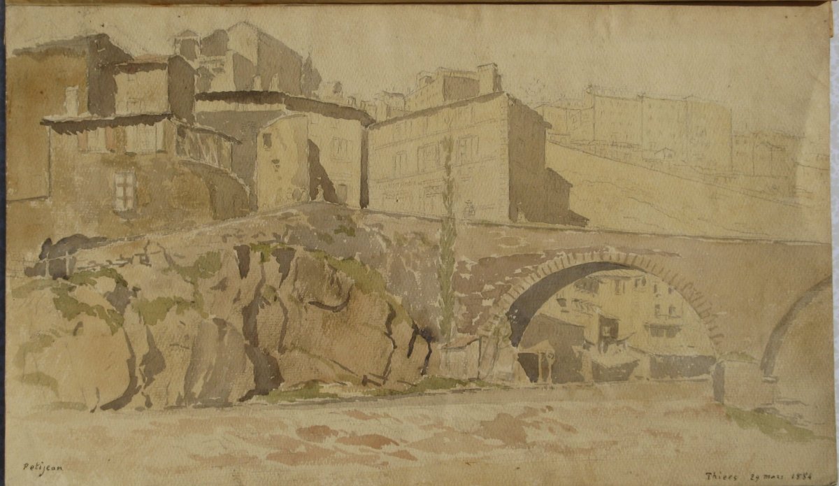 Petitjean : Watercolor "thiers" 1884