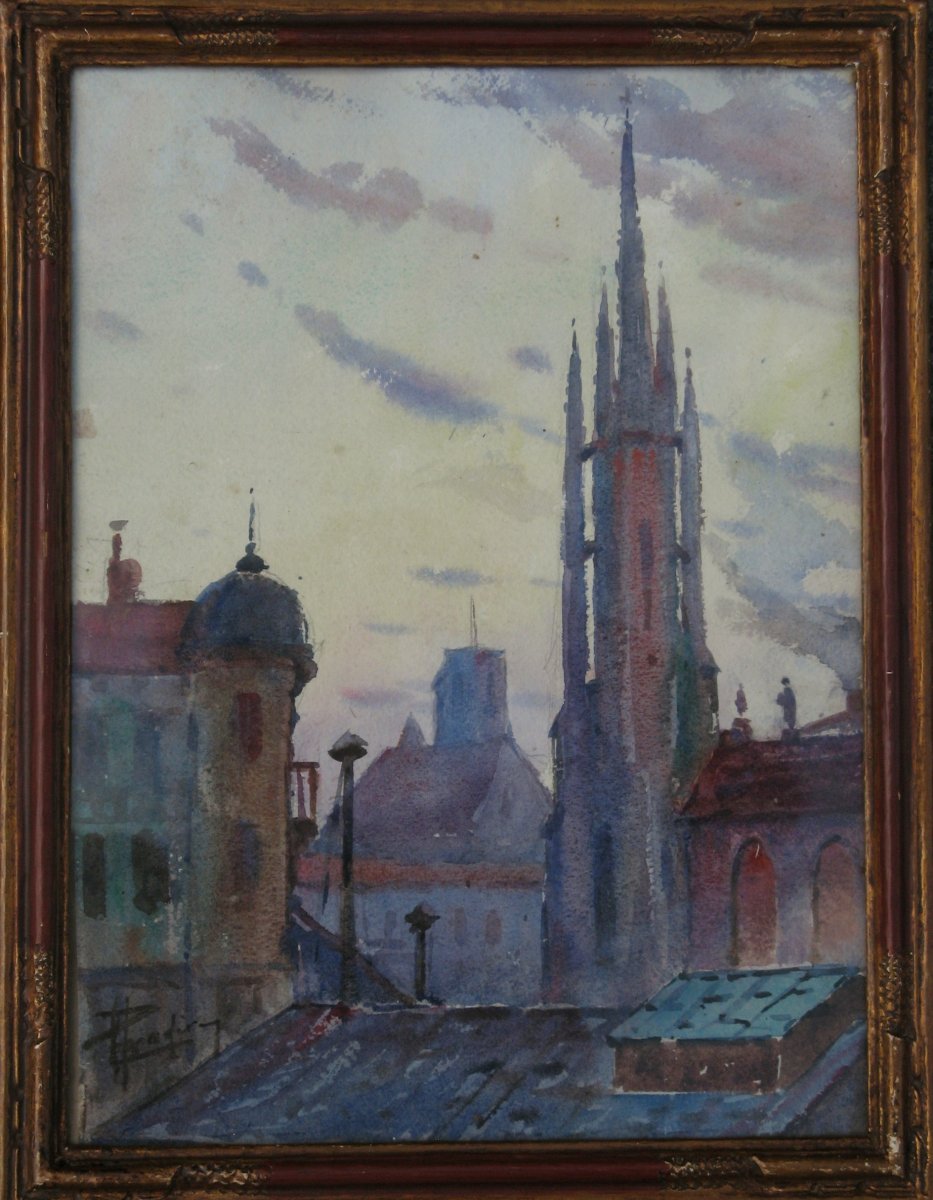 Leopold Pradere : "bell Tower Of The Saint-hilaire d'Agen Church"