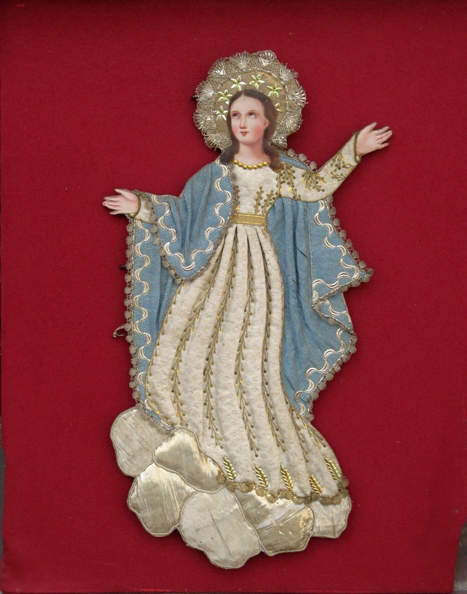 "ASSOMPTION DE LA VIERGE" : PEINTURE XIXe HABILLEE-photo-2