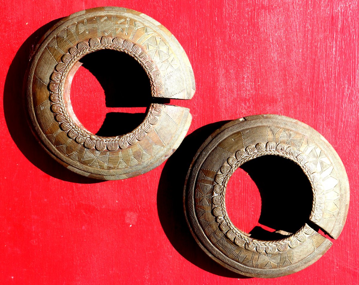 "PAIRE DE BRACELETS AFRICAINS EN BRONZE"-photo-2