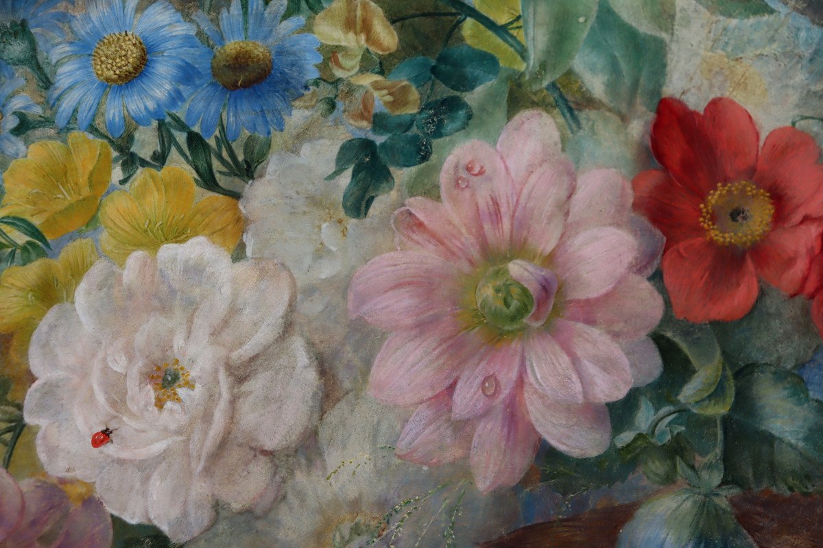 Watercolor Circa 1820 : "flowers With Insects"-photo-1