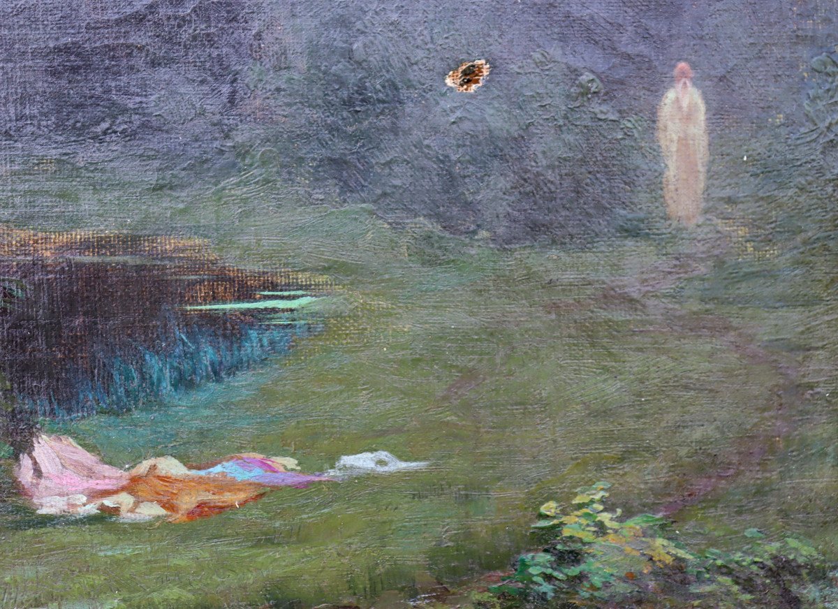 Alfred Plauzeau : "bathers Scared By A Hermit"-photo-4